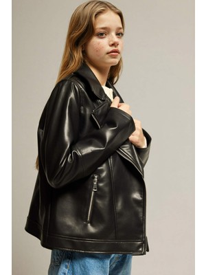 DeFacto Suni Deri Ceket Kız Çocuk F8742A826SP