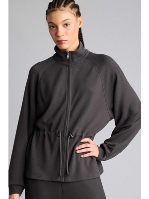 DeFacto Standart Fit Dik Yaka Fermuarlı Modal Hırka G6807AX25WN