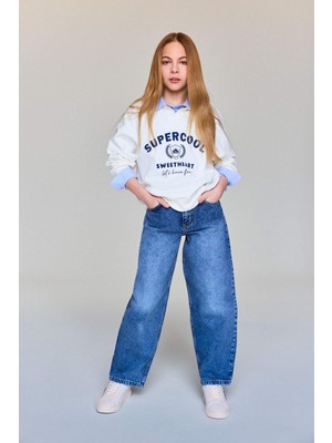 DeFacto Barrel Fit Geniş Paça Jean Pantolon Kız Çocuk G6957A826SP