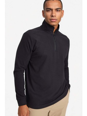 DeFacto Standart Fit Dik Yaka Yarım Fermuarlı Polar Sporcu Sweatshirt F2302AX25WN