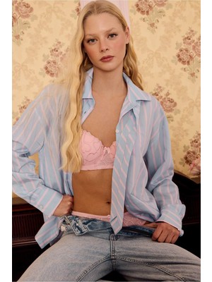 DeFacto Nakışlı Dantel Detaylı Dantel Kaplı Full Push Up Balenli Tişört BRA G1891AX26SP