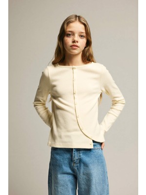 DeFacto Bisiklet Yaka Düğmeli Uzun Kollu Tişört Kız Çocuk G6891A826SP