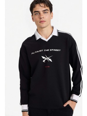 DeFacto Nefes Alabilen Boxy Fit Baskılı Sweatshirt F8661AX26SP