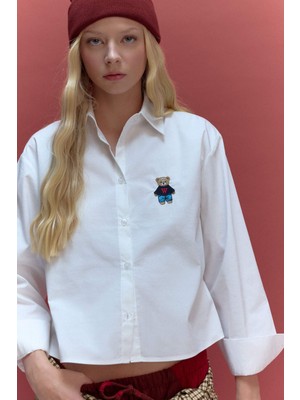 DeFacto Oversize Ayı Baskılı Bengalin Gömlek G9489AX26SP