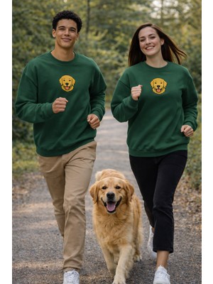 Muhtar Store Golden Retriever Köpek Desenli Sevgili Sweatshirt – Unisex Çift Kombini