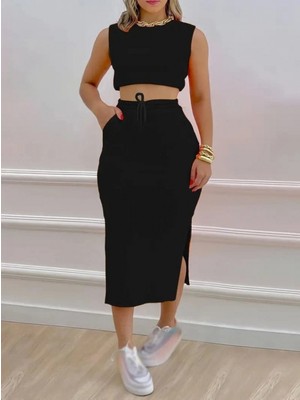 Marsilyan- Kadın Iki Iplik Crop Etek Ikili Takım