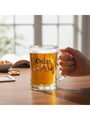 Hepta Collection Odi Home Büyük Boy Renkli Baskılı Cam Bira Bardağı Beer Glass Mug 600 ml