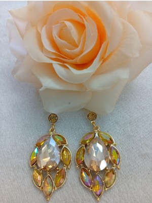 Normadia Parlak Gold Abiye Sallanan El Yapımı Küpe, Şık ve Zarif Takı