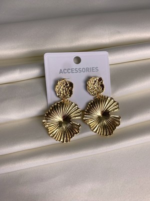 Normadia Vintage Sallantılı Kadın Çelik Küpe, Gold Kaplama, Şekilsiz Tasarım