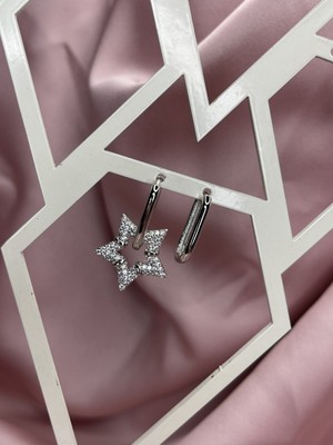 Normadia Parlak Taşlı Yıldız Halka Küpe, Şık ve Zarif Takı Hediye Seçeneği