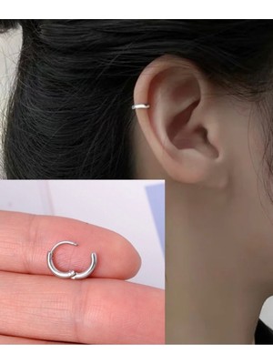 Normadia Cerrahi Çelik Gümüş Renk Piercing Küpe, Çoklu Kulak Uyumlu
