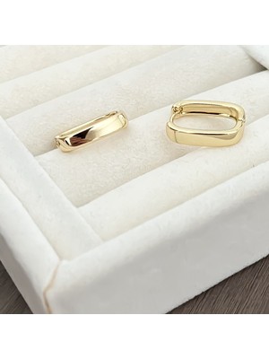 Normadia Parlak 14K Altın Kaplama Çelik Kadın Küpe, Şık ve Zarif Tasarım