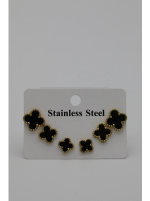 Normadia Farklı Boy Çivi Küpe, 3'ü Bir Arada, Altın Kaplama, Şık ve Zarif Takı