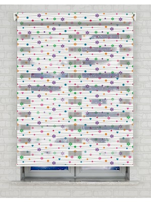 BRIGHTCOVER Renkli Çiçekler Baskılı Zebra Perde - Gece Gündüz - Bebek Odası Perdesi | Kokusuz Mürekkeple Basılmış  Zebra Perdeler ile Sende Tarzını Yansıt! | 1 Dakikada Pratik Montaj