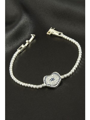 Nacario Dalgalı Oval Zirkon Taşlı Çocuk Bileklik 16 cm