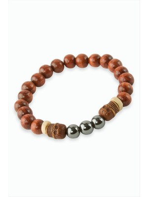 Nacario Hematit Bambu Ahşap Bileklik 8 mm