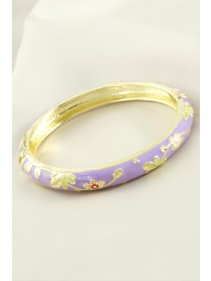 Nacario Çiçek Işlemeli Mineli Kelepçe Bileklik