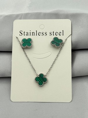 Normadia Şık Çelik Takım: Küpe ve Kolye Seti, Modern ve Zarif Tasarım