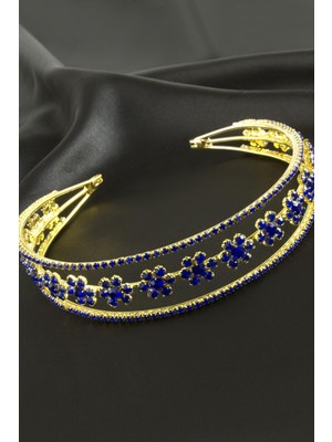 Nacario Çiçek Lüks Taşlı Gelin Tacı