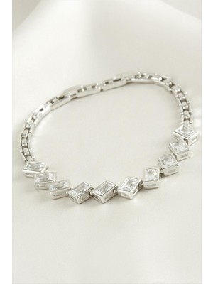 Nacario Xuping Dikdörtgen Zirkon Taşlı Lüks Çelik Bileklik