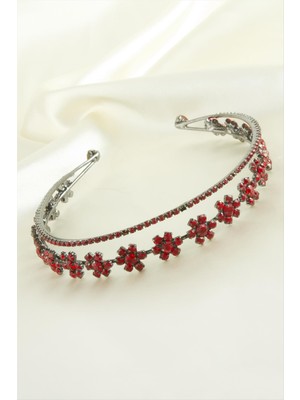 Nacario Çiçek Lüks Taşlı Gelin Tacı