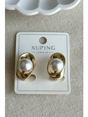 Normadia Şık 14K Asimetrik Incili Klipsli Kadın Küpe, Zarif ve Kaliteli Takı