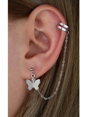 Normadia Şık ve Zarif Kelebek Tasarımlı Kıkırdak Küpe, Özgün Stil Detaylarıyla