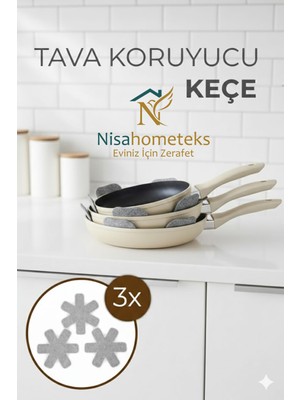 Nisahometeks Nisa Tekstil Tava,tencere ve Bor Cam Koruyucu Çizdirmez Keçe 3'lü Set