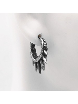 Normadia Dikenli Eskitmeli Spike Gotik Punk Erkek Çelik Küpe, Şık ve Modern Tarz