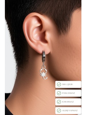 Normadia Sallantılı Akrep Model Çelik Küpe, Unisex, Şık ve Modern Tasarım