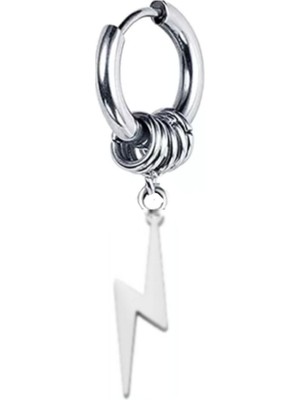 Normadia Parlak Çelik Sallantılı Şimşek Kadın ve Erkek Küpe, Şık ve Modern Takı
