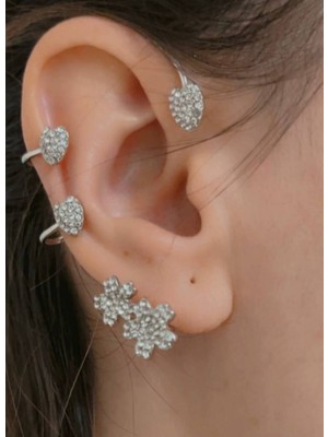 Normadia Renkli Kıkırdak Çiçek Küpe, Zarif ve Şık Tasarım, Günlük ve Özel Kullanım