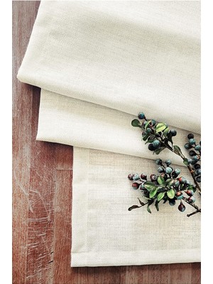 Delixa Simli Keten Runner, Kırık Beyaz, 45X200CM