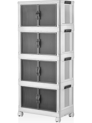 Delixa Katlanabilir Modüler Dolap 4 Lü 54 cm x 31,7 cm x 127 Cm, Beyaz