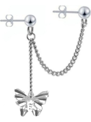 Normadia Iki Parçalı Sallantılı Zincirli Top Küpe, Şık ve Modern Tasarım