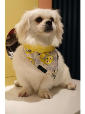 Delixa Patiset Baykuş Desenli Sarı Köpek Fuları Bandanası Köpek Kıyafeti Sarı Xs