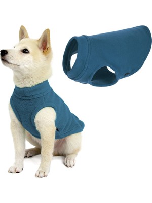 Delixa Gooby - Streç Polar Yelek Kazak Polar Yelek Ceket Köpekler Için Süveter Çelik Mavi, Orta