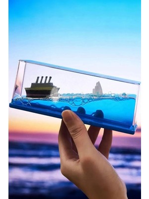 Delixa Mavi Su Akvaryum Şişe Şeklinde Batmayan Gemi Dekoratif Konsept Hediyelik