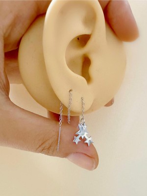 Normadia Iki Delikli Cerrahi Çelik Zincir Küpe, Şık ve Dayanıklı Takı