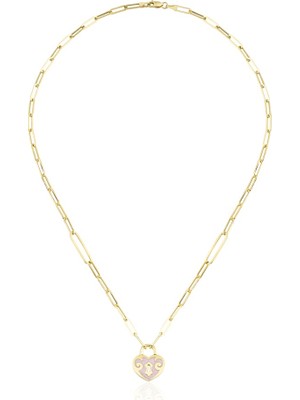 Harem Altın Kalp Kilit Uçlu Kolye ZKU071