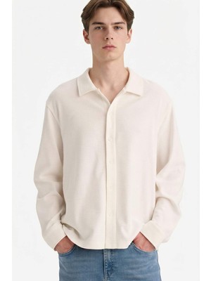 DeFacto Boxy Fit Polo Yaka Uzun Kollu Gömlek F8611AX26SP