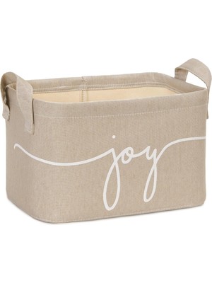 Delixa Ocean Home Textile Bej Baskılı Dikdörtgen Sepet //24X17X14