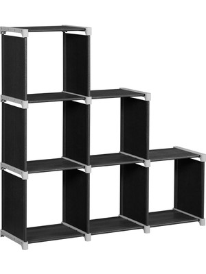 Delixa 6'lı Küp Kitaplık, Dıy, Oturma Odası Için Organizatör, Siyah LSN63H