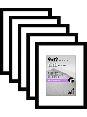 Delixa Americanflat 9X12 Resim Çerçevesi Seti 5 Inç Siyah - Mat ile 6x8 Resim Çerçevesi Veya 9X12 Çerçeve O