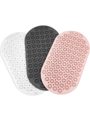 Delixa Masajlı Silikon Banyo Paspası Vantuzlu Banyo Hamam Duş Kaydırmazı Banyo Paspası (1, Antrasit, 37× 68