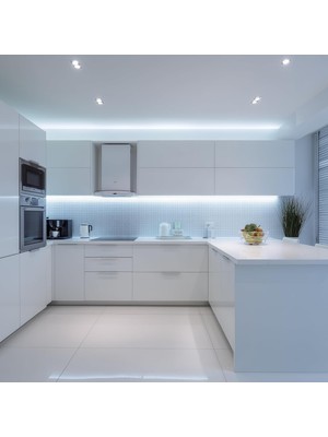 Delixa 2 Metre Beyaz Şerit LED Işık Çıt Çıt Anahtar Tak Çalıştır Hazır Set Adaptör Dahil, Açma-Kapama Düğme