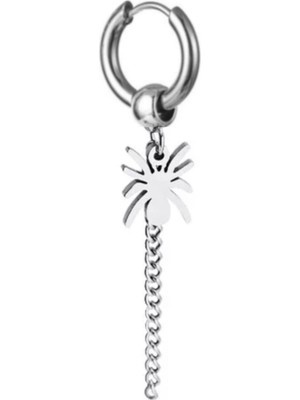 Normadia Şık Zincirli Çelik Örümcek Tasarımlı Küpe, Modern ve Zarif Takı