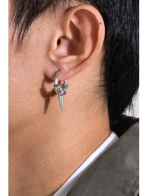 Normadia Unisex 316L Cerrahi Çelik Aztek Motifli Sallantılı Halka Küpe