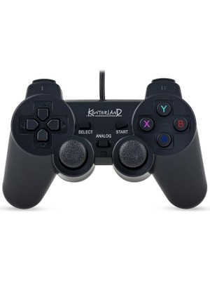 Delixa Kontorland Kablolu Pc Gamepad – D-Input & X-Input Destekli Çift Titreşimli USB Oyun Kolu (Siyah)