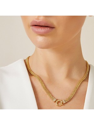 Harem Altın Double Sıralı Taşlı Kolye ZKU041